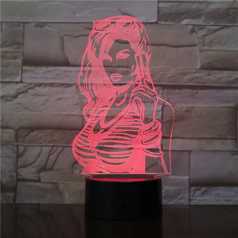 3D светодиодный потолочный ночник настольная лампа девушка подсветка детская Ночная визуальный светодиодные лампы для письменного стола иллюзия Лампа 7 цветов 2996