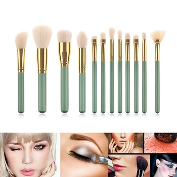

W 12Pcs Makeup Brush Set Wooden Handle Makeup Brushes Premium Synthetic Foundation Powder Concealers Eye Shadows Brushes M3