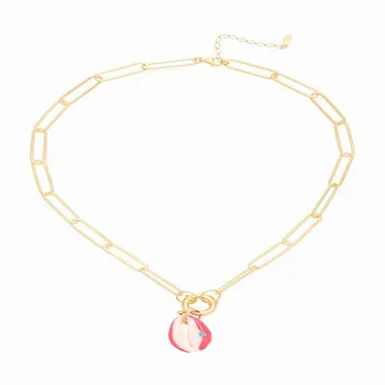 

Fashion link chain jewelry stainless steel necklace bohemian baroque pink shell pendant necklace spring MATERA NECKLACE 2019 new