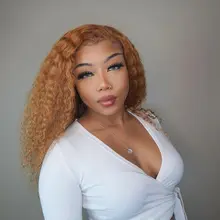 Marrón y rubia resaltar peluca mongol Afro rizado Pelo Rizado peluca pelucas de cabello humano para las mujeres 180 de densidad T parte de encaje peluca 13x6 6x1Remy