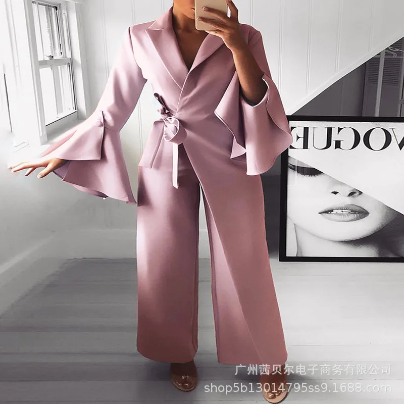 Tmall фирменные раздельные AliExpress элегантные цельные брюки на шнуровке с оборками женское платье