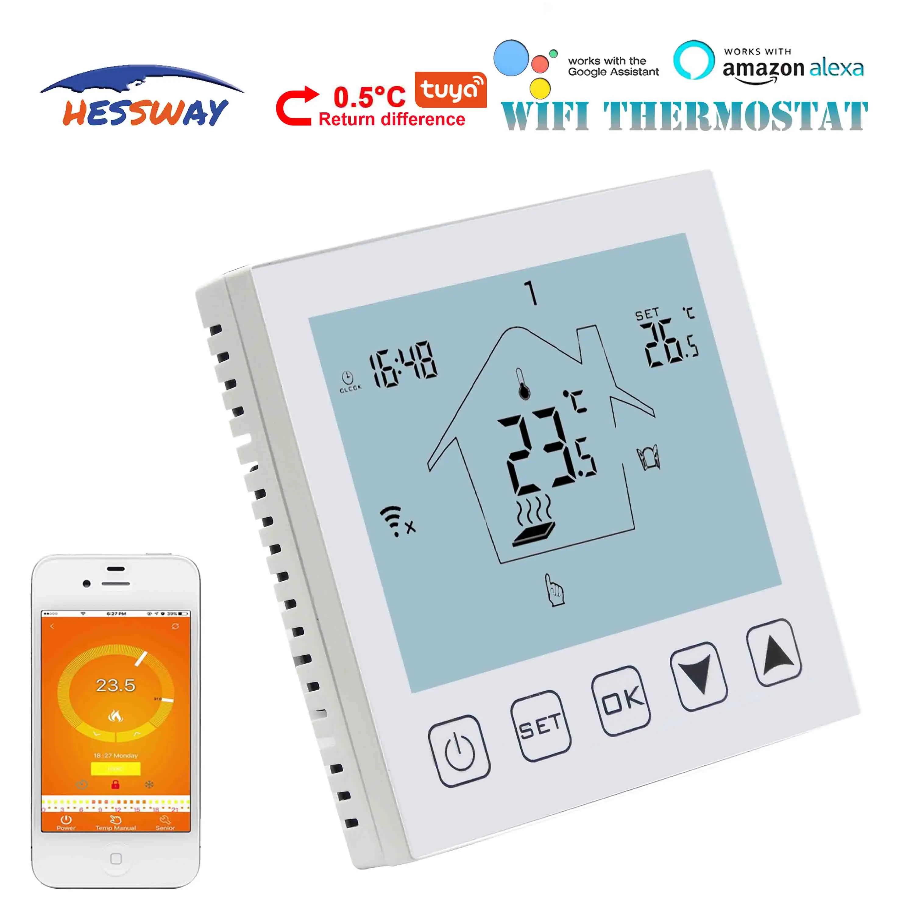 Терморегулятор HESSWAY 3а TUYA для холодильника Wi Fi термостат газового бойлера 2 в 1