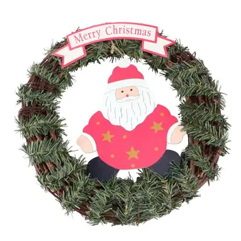 

1Pc 35cm Christmas Themed Wreath Rattan Weaving Garland Front Door Hanging Garland For Xmas Home Decoration