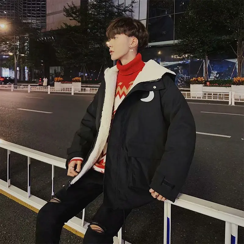 

Couple Clothes Lambs Wool Jacket Winter Coat Men And Women Korean-style Loose-Fit INS Moon Fleece-Lined Coat Hong Kong Style Fas