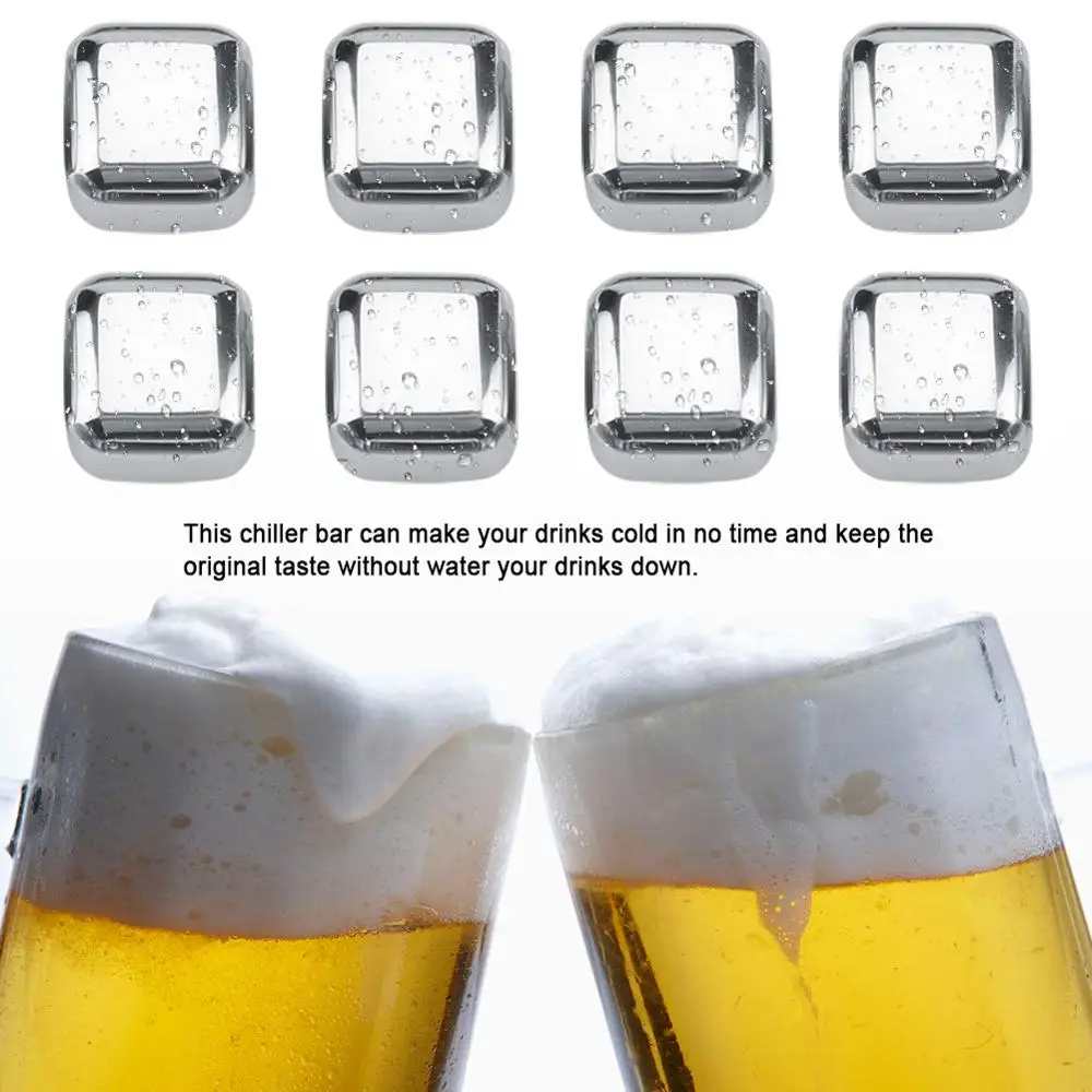 

Reusable Stainless Steel Whiskey Stones Set Beer Wine Hip Liquor Alcohol Chilling Stones Keep Your Drink Cold Ice Cubes News