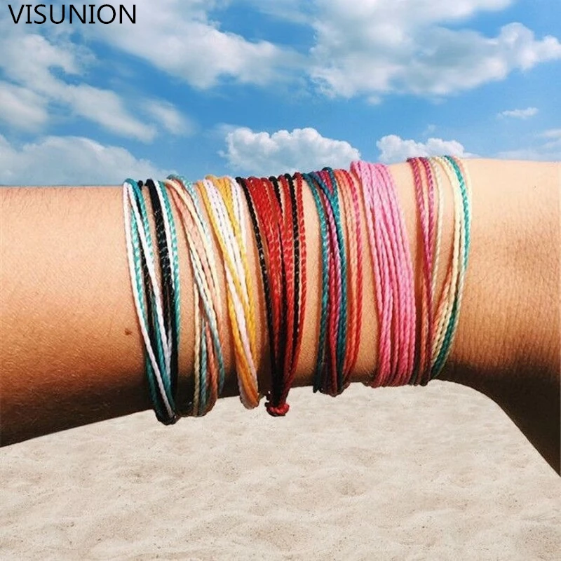 

Hot Multi Layer Woven Knot Bracelets Colorful Waterproof Rope Thread Bracelet Wax String Handmade Braided Bracelet Wholeslae