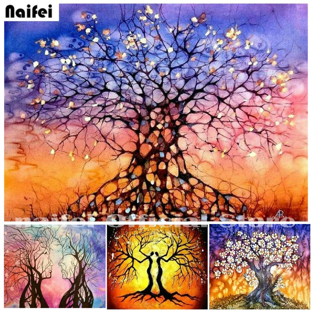 Diamond Painting Cross Stitch Tree Life  5d Diy Diamond Painting Abstract  Trees - Diamond Painting Cross Stitch - Aliexpress