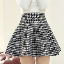 Модные плиссированные мини-юбки женские Повседневное свободная клетчатая юбка Новинка осени Высокая талия юбка А-силуэта для женщин