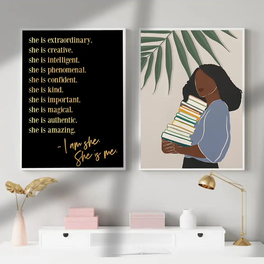 Black Excellence Golden Quotes Canvas Poster Wall Art Print African Woman Painting Decorative Picture Home Living Room Decor Painting Calligraphy Aliexpress