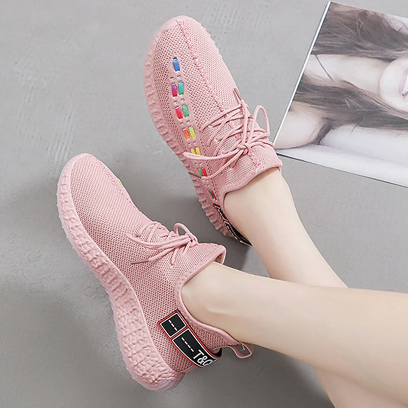 

Women's shoes sweet mixed colors Coconut shoes Breathable Mesh casual woman sneakers woman Lace up running shoes tenis