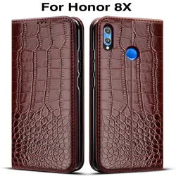 Luxury Wallet Leather Flip Cover Case with Stand - Premium Phone Bag Accessory for Honor 8X (Deep Brown)