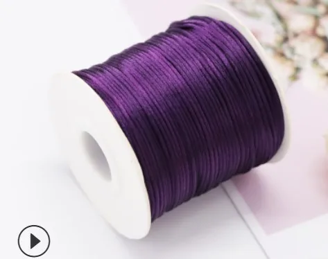50Meters X 1MM Chinese Knot Rattail Satin Cord for Braided Macrame String Jewelry Findings Beading Rope 34 Colours 