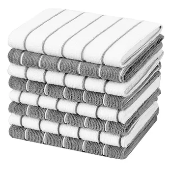8pcs 스트라이프 주방 비 스틱 오일 두꺼운 헝겊 양면 흡수 홈 바닥 청소 걸레 주방 타월
