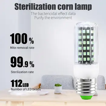 

E27 UV Desinfection Lamp 112 LEDs Sterilizer Lamp 110v 220V UV Germicidal Bulb Energy Saving Ultraviolet Corn Lamp Cup