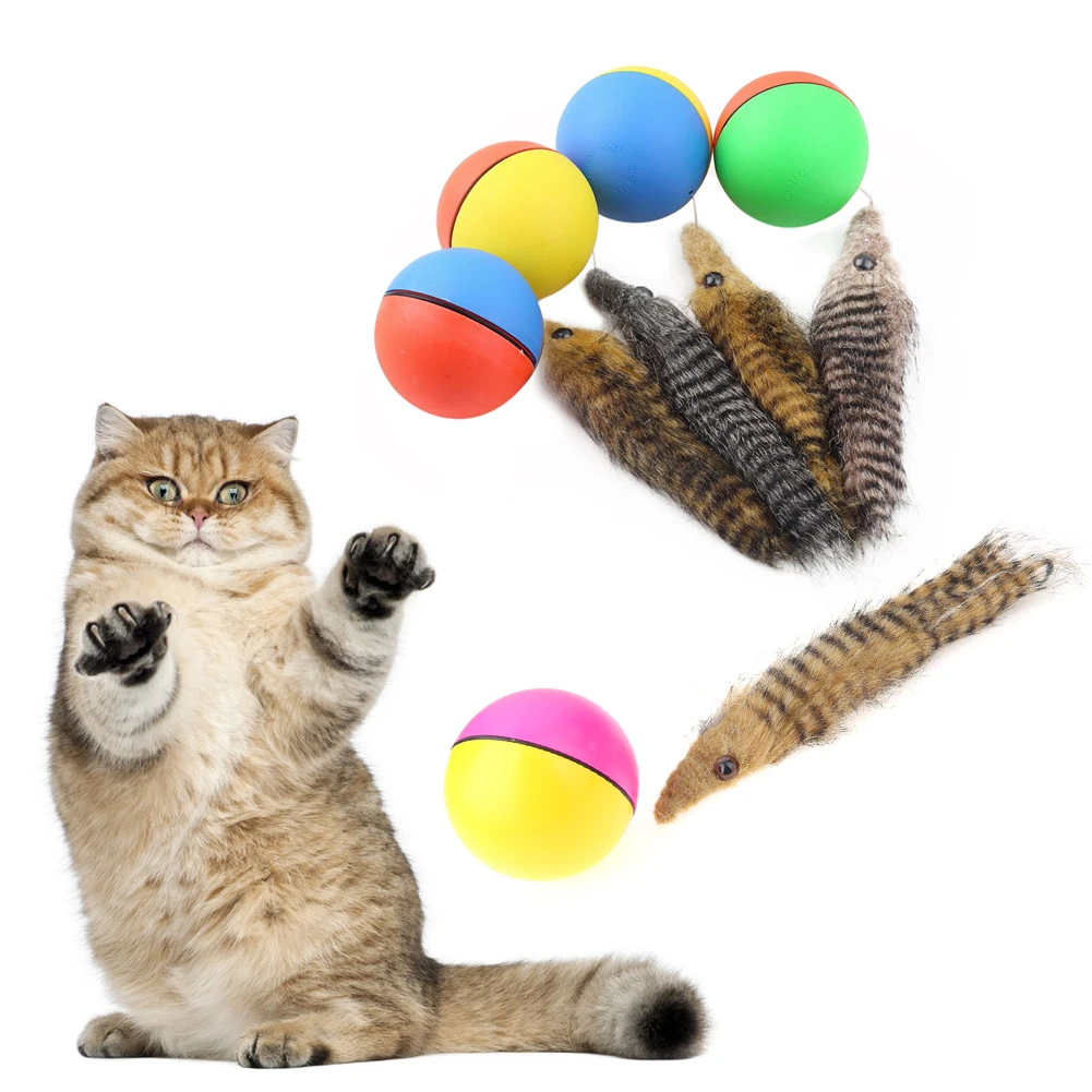 1pc Cat Toys Beaver Weasel Rolling Motor Ball Toy for Pet Cat Dog Jumping Fun Moving Chaser Random Color Pet Product hamster toys