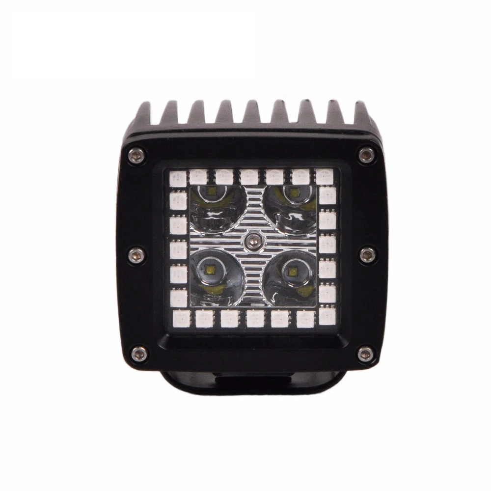 12W 3 Inch LED Work Light RGB Angel Eye Spot Beam Driving Work Light Bar APP Remote Control For SUV Offroad Car(2pcs/set Spot