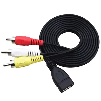 

50pcs 1.5m USB A Female to 3 RCA Phono AV Cable Lead PC TV Aux Audio Video Adapter
