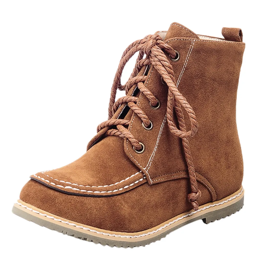 ladies flat lace up boots