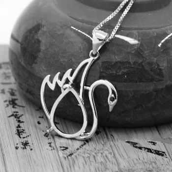 

20pcs/lot Wholesale Swans 11x14mm Pear Cabochon Semi Mount Pendant 925 Sterling Silver No Necklace Setting White Gold Color