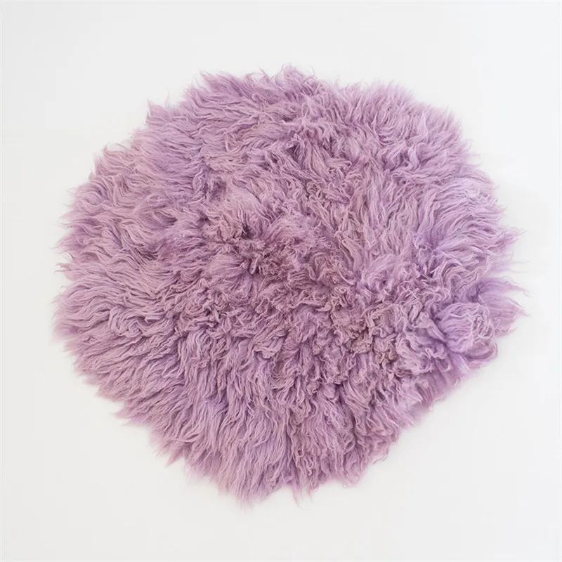 Light purple Реквизит для фотосъемки новорожденных одеяла круглые 60 см из чистой шерсти Flokati фон для фотосъемки новорожденных детей Bebes Accesorios Recien Nacido - Цвет: Light purple