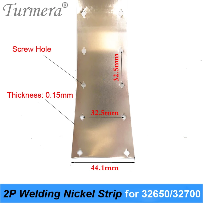 Turmera 32650 32700 2P Welding Nickel for Lifepo4 Battery Pure Nickel Strip with Screw Hole Use 32650 32700 Lifepo4 Battery Pack 06