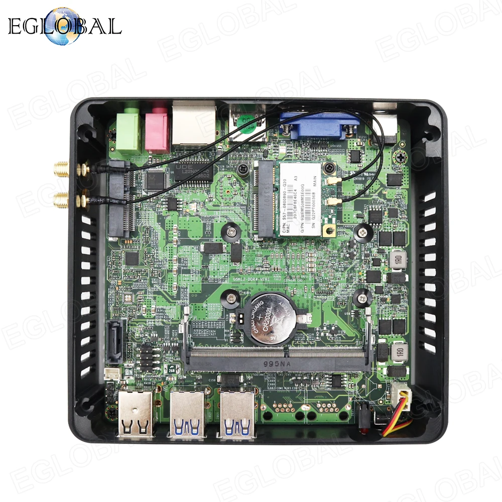  Eglobal Pocket Mini Computer Intel Core i3 7100U i5 7200U DDR3L/DDR4 Ram Noiseless Fan Mini PC VGA 