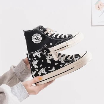 

Women Shoes Autumn Trending Style High Tops Soleunicorn Fashion Lace-Up Sneakers Embroider Casual Shoes Tenis Feminino Platform