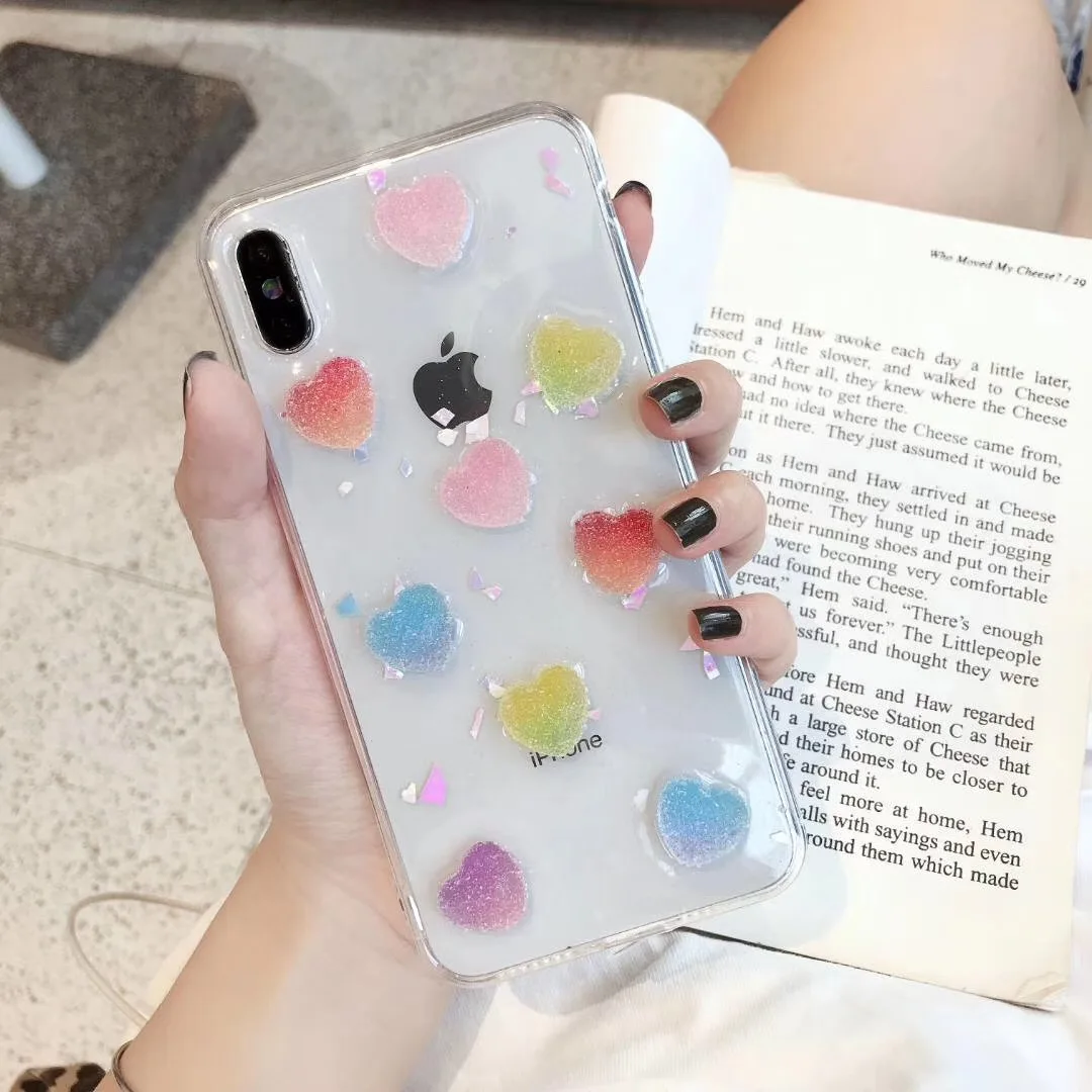Цветной чехол для телефона для iphone XR XS MAX 8 7 6 6s plus X прозрачный яркий Кристальный милый блестящий чехол-накладка с изображением животных - Цвет: sweet