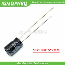 50PCS 50V10UF 5*7mm 10UF 50V 5mm*7mm Aluminum electrolytic capacitor 50V-10UF