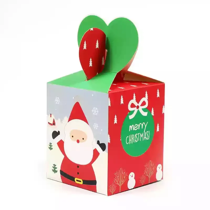 1 шт., Подарочная коробка Санта-Клауса для рождественских конфет, упаковочные бумажные пакеты для печенья для рождественской вечеринки, Подарочный декор для детей - Цвет: H square red