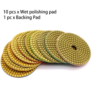 

11pcs/set Flexible Backing Pad Grinding Disc Tiles 3 Inch Concrete Diamond Wet Polishing Pad Stone Tools Accessories Granite