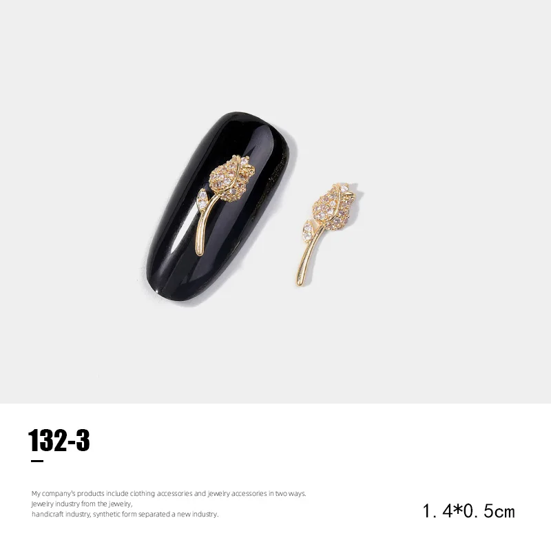 2 шт. 3D металлические циркониевые украшения для дизайна ногтей японские украшения для ногтей высокое качество циркониевые хрустальные маникюрные циркониевые алмазные подвески - Цвет: 132-3