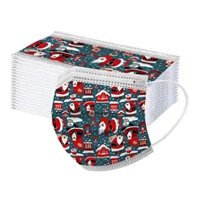 50PC Máscara Facial Máscaras de Natal Impresso Macio Para Adultos 3-camada de máscaras de Máscaras Máscara Descartável Face Shield Mascarillas