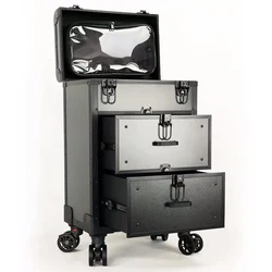New Professional cosmetic suitcase Nail tattoo Rolling luggage bag makeup case on wheels multi-function Beauty trolley suitcase
