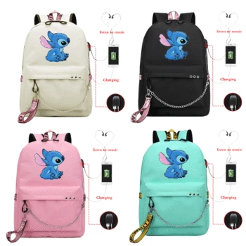 

Stitch USB Charging Backpack Fashion Backpack Cartoon Stitch Kids Bookbags Girls Boys School Bag Girls Backpacks Fashion Bag