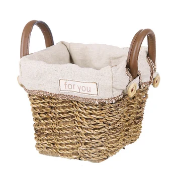 

Hemp Rope Woven Basket With Fabric Liner And Side Handle Mini Flower Basket Decorative Ornaments For Household KSI999