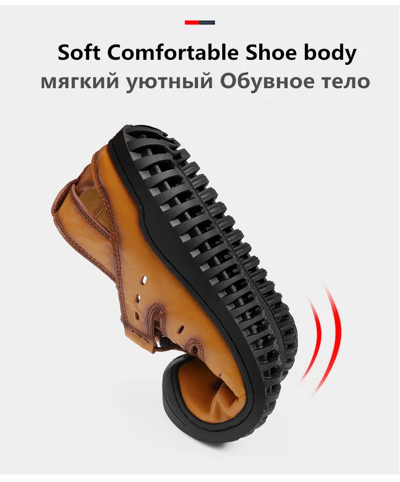 Men Leather Beach Sandals Summer Outdoor Shoes for Male Breathable Handmade Casual Footwear Slip On Walking Sandals