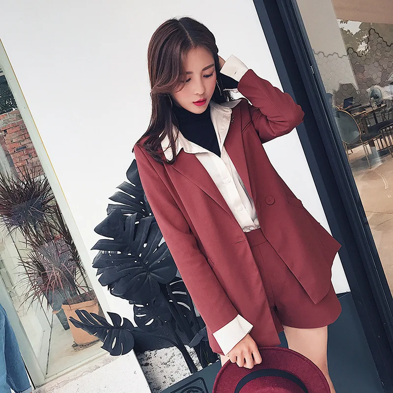 

2019 Spring Clothing New Style Fashion Set Suit Jacket Casual Shorts Two-Piece Set Female Suit