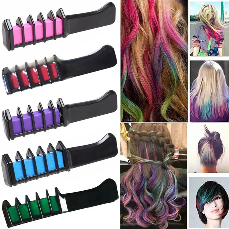

Dye Combs Semi Permanent Hair Multicolor Chalk Powder With Comb HOT 5 Colors Hair Dye brush Hair Care Temporary Hair