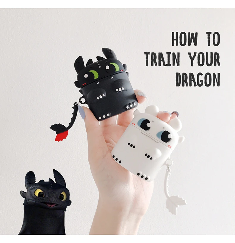 

3D cute How to Train Your Dragon Night Fury Light Fury Toothless Headphone Case For Airpods 2 Silicone Protection Earphone Cover