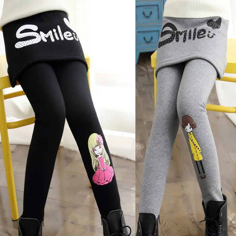 

2019 Autumn And Winter New Style Girls' Culottes Brushed And Thick CHILDREN'S Leggings GIRL'S Warm Trousers Winter