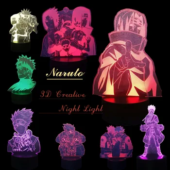 

Creative Kid Uzumaki Naruto Anime Cartoon 3D Optical Light Home Decor USB Desk Lamp Sasuke Kakashi Model 7 Color Flash Gift Toy