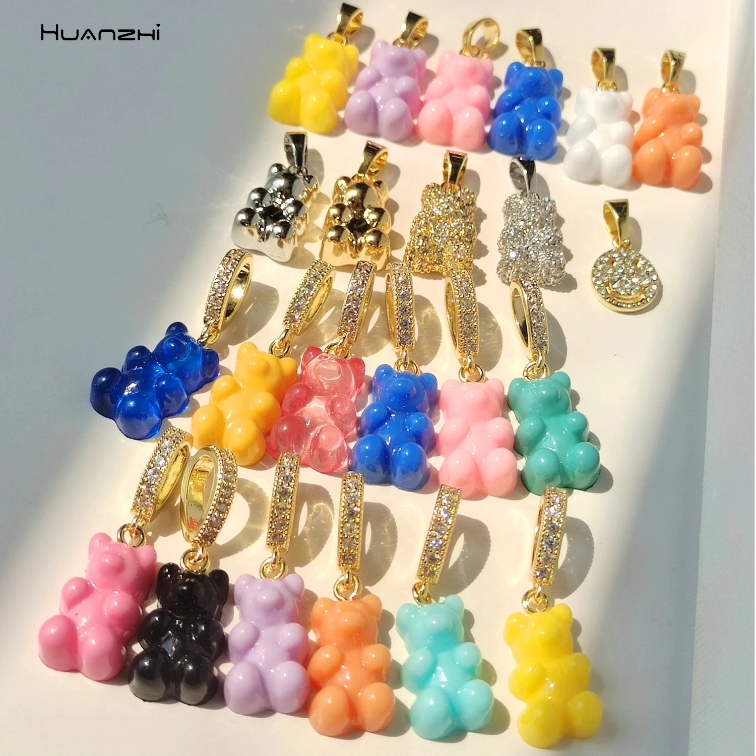 Metal Choker Necklace For Women Girls Party Jewelry Resin Zircon Teddy Bear Charm Crystal Heart