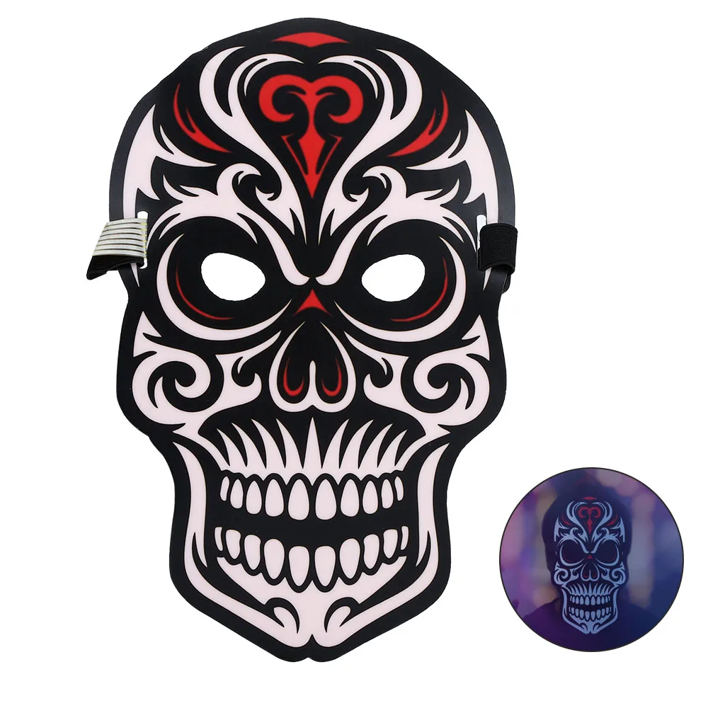 Halloween Party Sound Reactive LED Mask Masque Masks Neon Light LED Rave Mask Glow In The Dark Horror Glowing Cosplay Masker