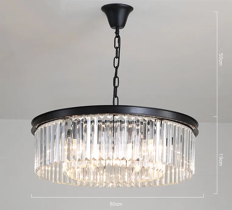 Американский RH E14 Led подвесной светильник, окрашенный Золотой/черный металлический подвесной светильник, блеск K9, светильник для внутреннего освещения, подвесной светильник - Цвет корпуса: D80cm 12 light