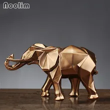 Нордическая абстрактная Золотая Статуя Слона простая Геометрическая скульптура слона рукоделие Смола украшения для дома аксессуары подарок