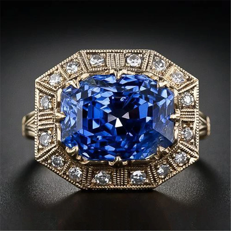 Женское свадебное кольцо Bizuteria Anillos De 14K ювелирное изделие с натуральным сапфиром