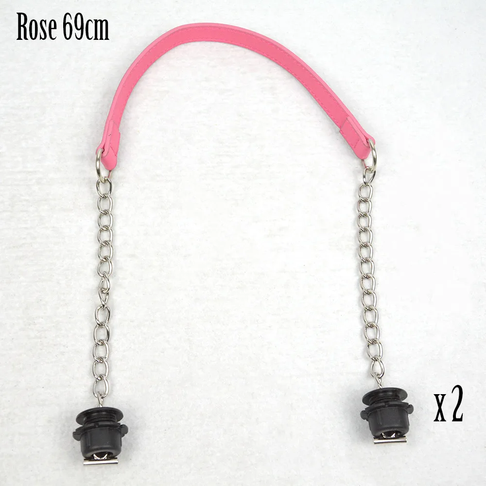 Новинка Tanqu 1 пара серебряных коротких толстых одной цепи с металлической пряжкой черные винты для Obag O сумка ручки для женщин сумка сумки - Цвет: rose