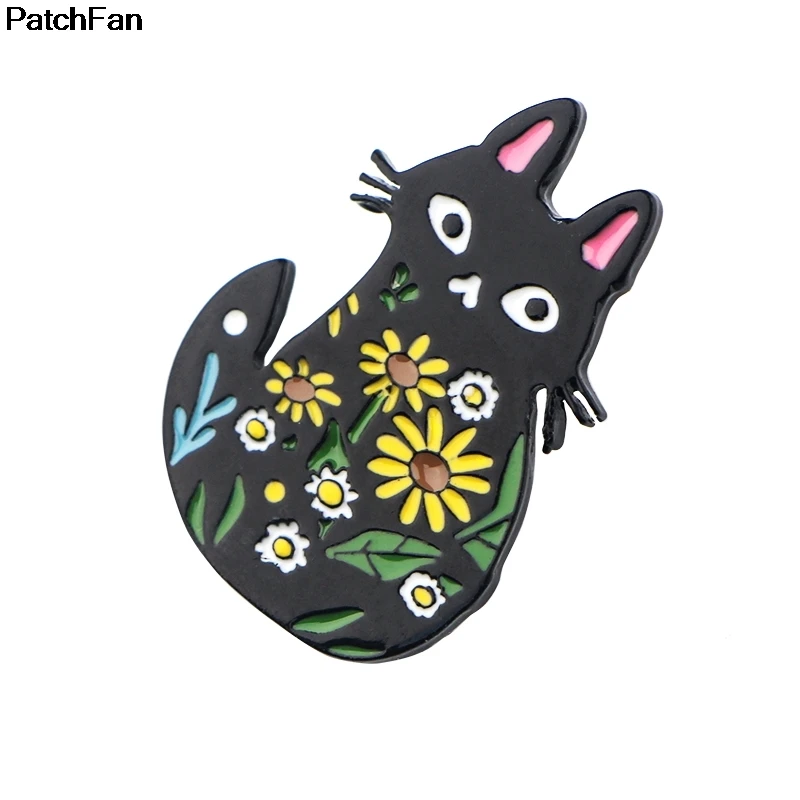 20 шт./лот Patchfan милый цветок Кот цинк галстук мультфильм булавки броши для рюкзака, одежды для женщин шляпа Декоративные значки медали A2490