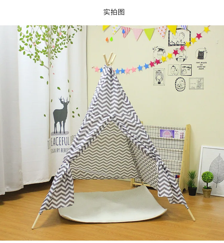 INS KID'S Tent Solid Wood Stripes Indian Game Tent Indian Tent Source Strength Customizable